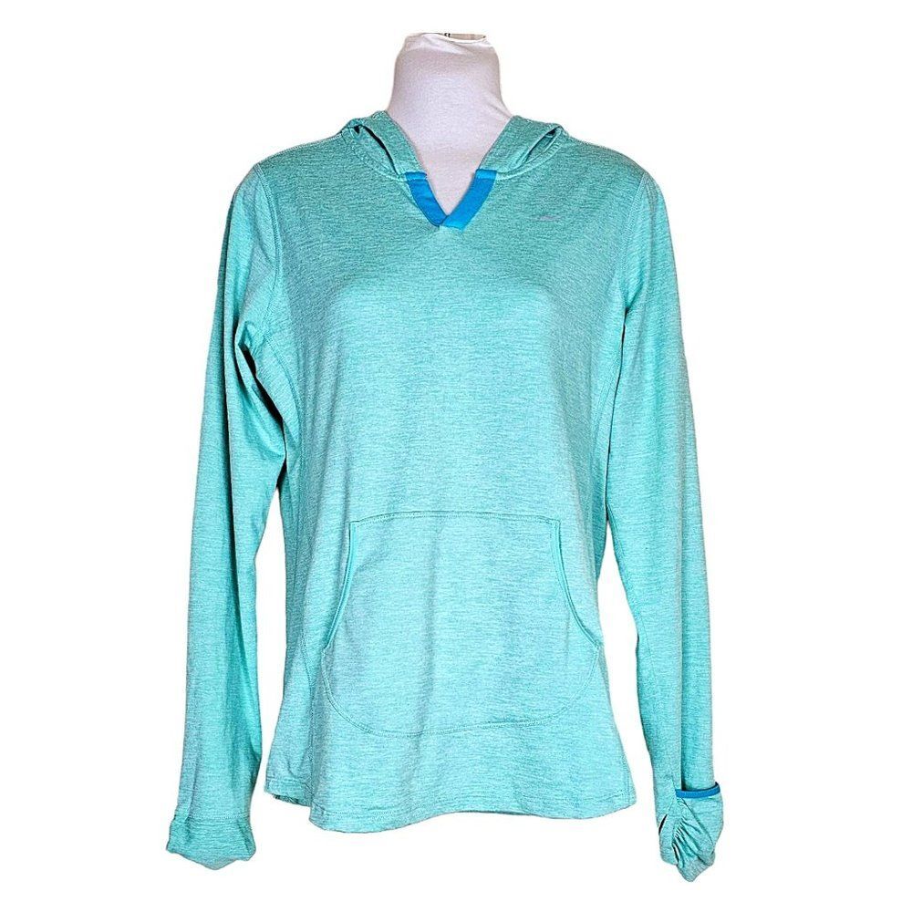 Nike Running Dri-Fit Long Sleeve Hooded Shirt Light Blue Size M